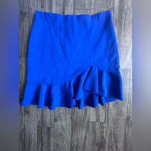 Mini Alice + Olivia Royal Blue Skirt with Asymmetrical Ruffle - Size 10.